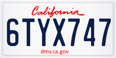 CA license plate 6TYX747