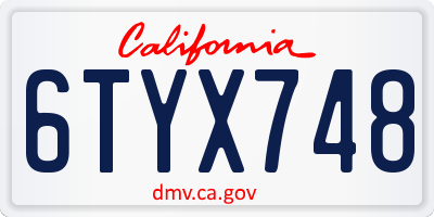 CA license plate 6TYX748