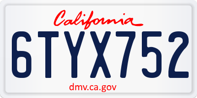 CA license plate 6TYX752
