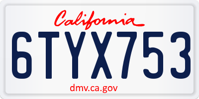 CA license plate 6TYX753