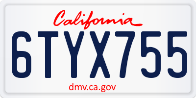 CA license plate 6TYX755