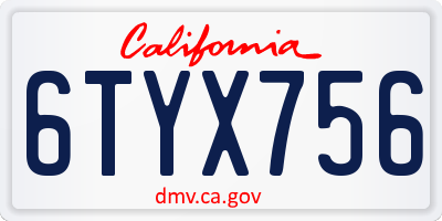 CA license plate 6TYX756