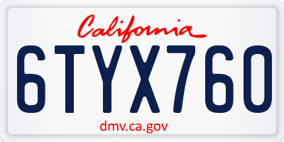 CA license plate 6TYX760