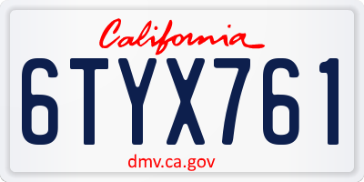 CA license plate 6TYX761
