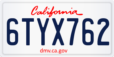 CA license plate 6TYX762