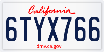 CA license plate 6TYX766