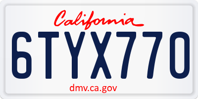 CA license plate 6TYX770