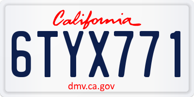 CA license plate 6TYX771