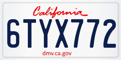 CA license plate 6TYX772