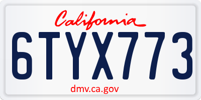 CA license plate 6TYX773