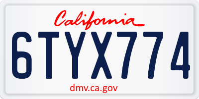 CA license plate 6TYX774