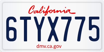 CA license plate 6TYX775