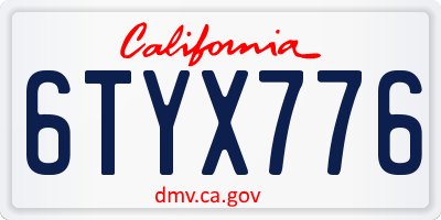 CA license plate 6TYX776