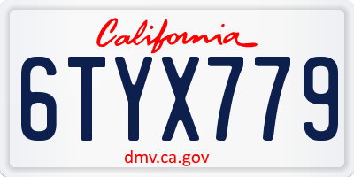 CA license plate 6TYX779