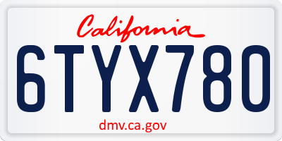 CA license plate 6TYX780