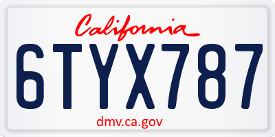 CA license plate 6TYX787