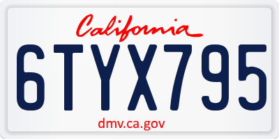 CA license plate 6TYX795