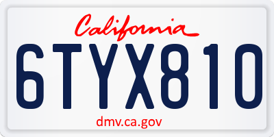 CA license plate 6TYX810