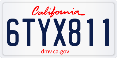 CA license plate 6TYX811