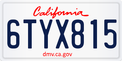 CA license plate 6TYX815