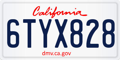CA license plate 6TYX828