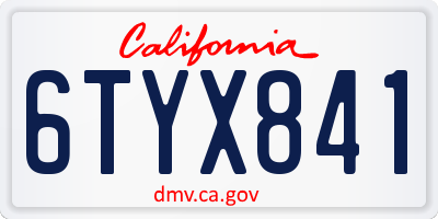 CA license plate 6TYX841