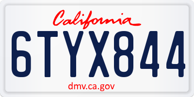 CA license plate 6TYX844