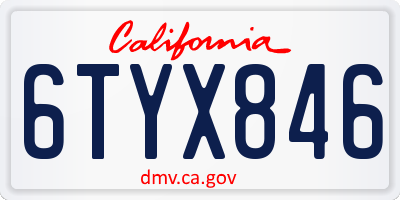 CA license plate 6TYX846