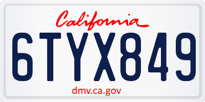 CA license plate 6TYX849
