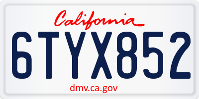 CA license plate 6TYX852