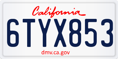 CA license plate 6TYX853