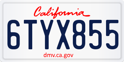 CA license plate 6TYX855