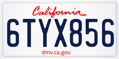 CA license plate 6TYX856