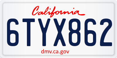 CA license plate 6TYX862