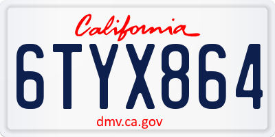 CA license plate 6TYX864