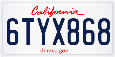 CA license plate 6TYX868