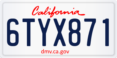 CA license plate 6TYX871