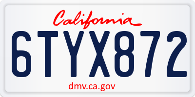CA license plate 6TYX872