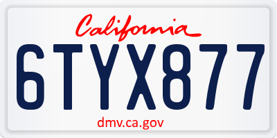 CA license plate 6TYX877