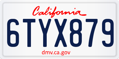 CA license plate 6TYX879