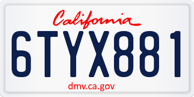 CA license plate 6TYX881