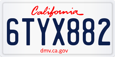 CA license plate 6TYX882