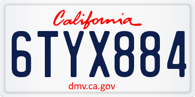 CA license plate 6TYX884