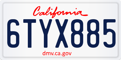 CA license plate 6TYX885