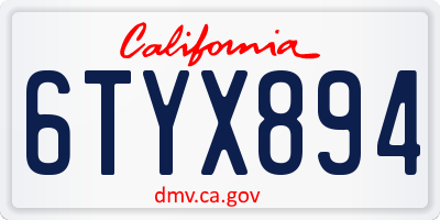 CA license plate 6TYX894