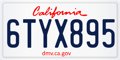 CA license plate 6TYX895
