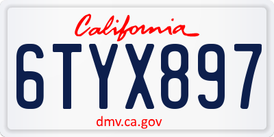 CA license plate 6TYX897