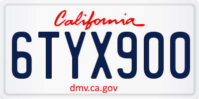 CA license plate 6TYX900