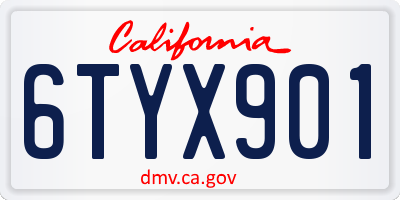 CA license plate 6TYX901