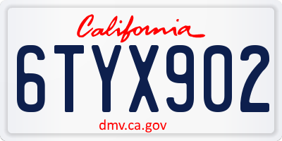 CA license plate 6TYX902